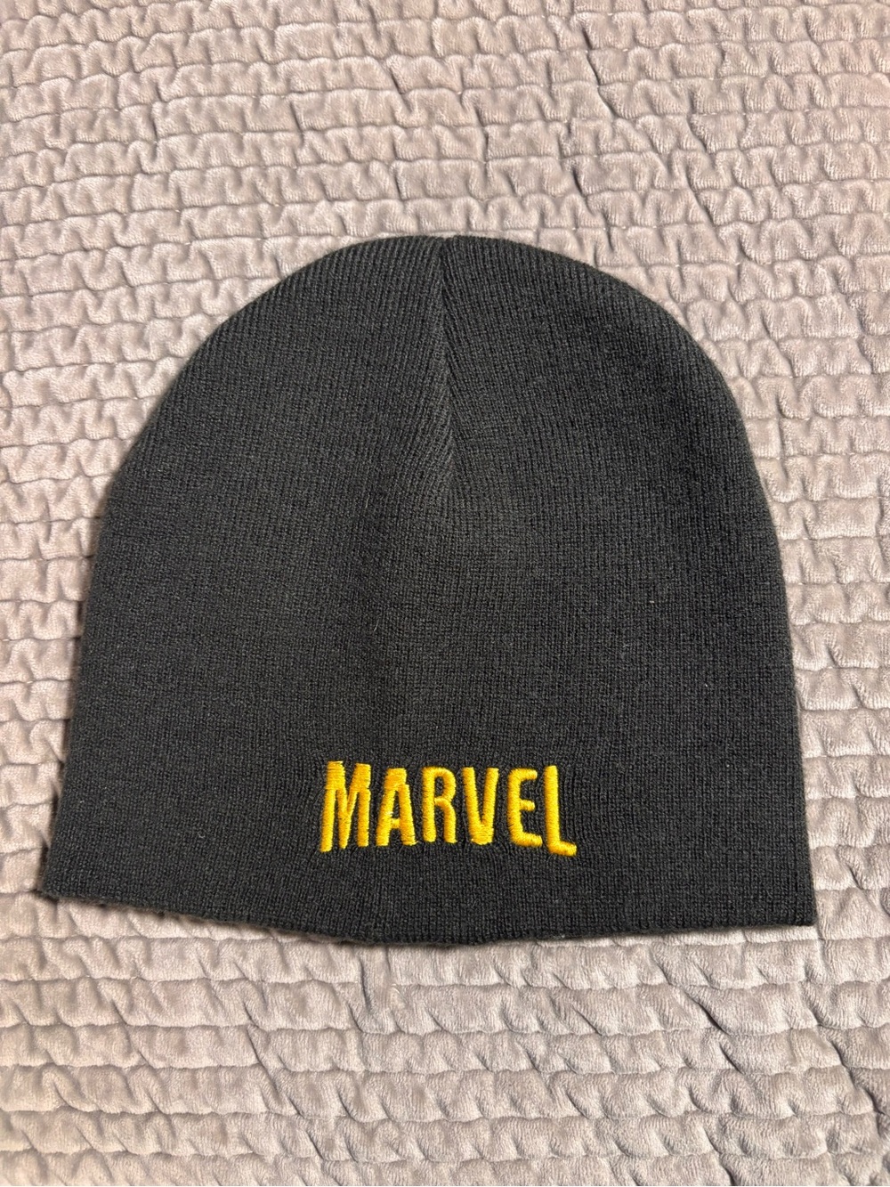 Marvel Black Beanie with Yellow Embroidered Logo